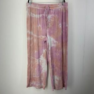 Derek Heart Womens 3X Tie Dye Ribbed Wide Leg Lounge Pants Hippie Harem Boho